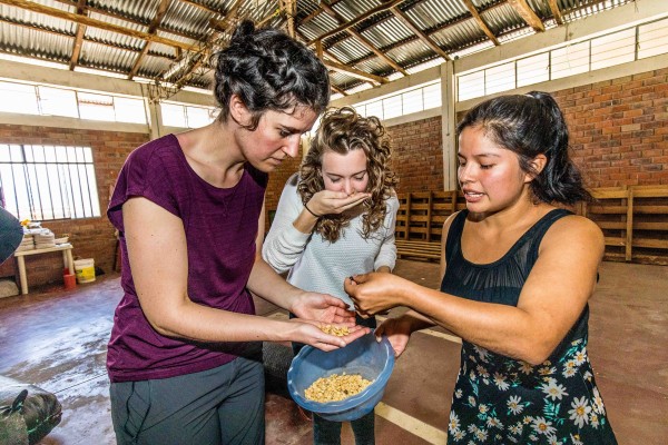 Die Tasse unter den Vollautomaten stellen und Start drücken?! Kaffee ist das Lieblingsgetränk der Deutschen, doch die meisten setzten sich nicht mit dem Produkt auseinander. Die Teilnehmer*innen unserer Study Tour erlebten Kaffee mit all ihren Sinnen. Teilnehmer*innen der Oikocredit Study Tour erfassen die Kaffeebohnen mit all ihren Sinnen: Geruch, Farbe, Konsistenz
